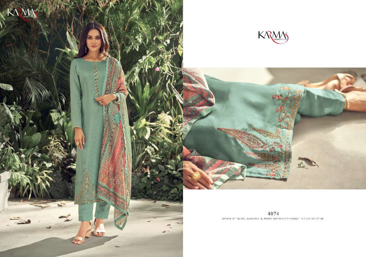 INAYAT VOL-7 BY KARMA TRENDZ 4068 TO 4074 SERIES BEAUTIFUL COLORFUL STYLISH PRETTY PARTY WEAR CASUAL WEAR OCCASIONAL WEAR PURE MUSLIN EMBROIDERED DRESSES AT WHOLESALE PRICE