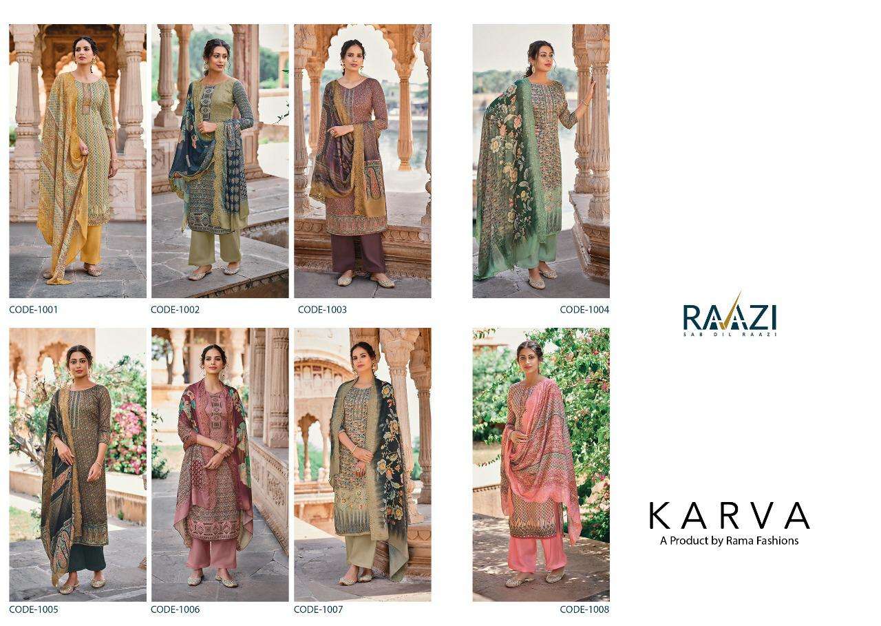 KARVA BY RAMA FASHION 1001 TO 1008 SERIES BEAUTIFUL SUITS COLORFUL STYLISH FANCY CASUAL WEAR & ETHNIC WEAR JAM SATIN DIGITAL PRINT DRESSES AT WHOLESALE PRICE