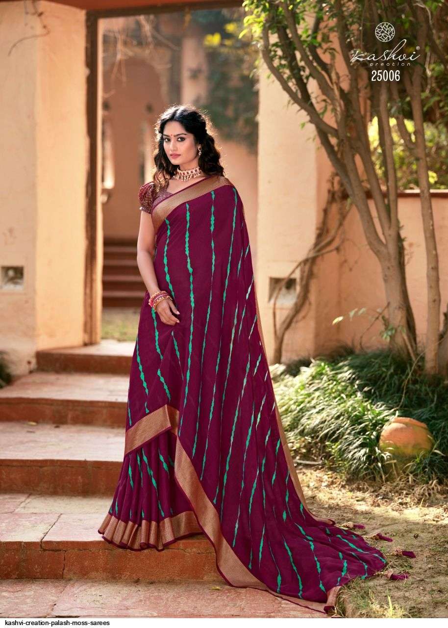 PALASH BY KASHVI CREATION 25001 TO 25010 SERIES INDIAN TRADITIONAL WEAR COLLECTION BEAUTIFUL STYLISH FANCY COLORFUL PARTY WEAR & OCCASIONAL WEAR BUTTERFLY MOSS SAREES AT WHOLESALE PRICE