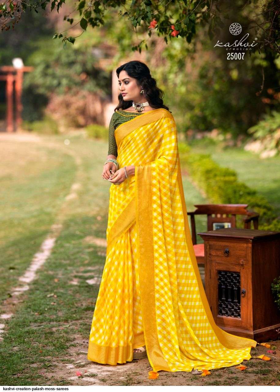 PALASH BY KASHVI CREATION 25001 TO 25010 SERIES INDIAN TRADITIONAL WEAR COLLECTION BEAUTIFUL STYLISH FANCY COLORFUL PARTY WEAR & OCCASIONAL WEAR BUTTERFLY MOSS SAREES AT WHOLESALE PRICE