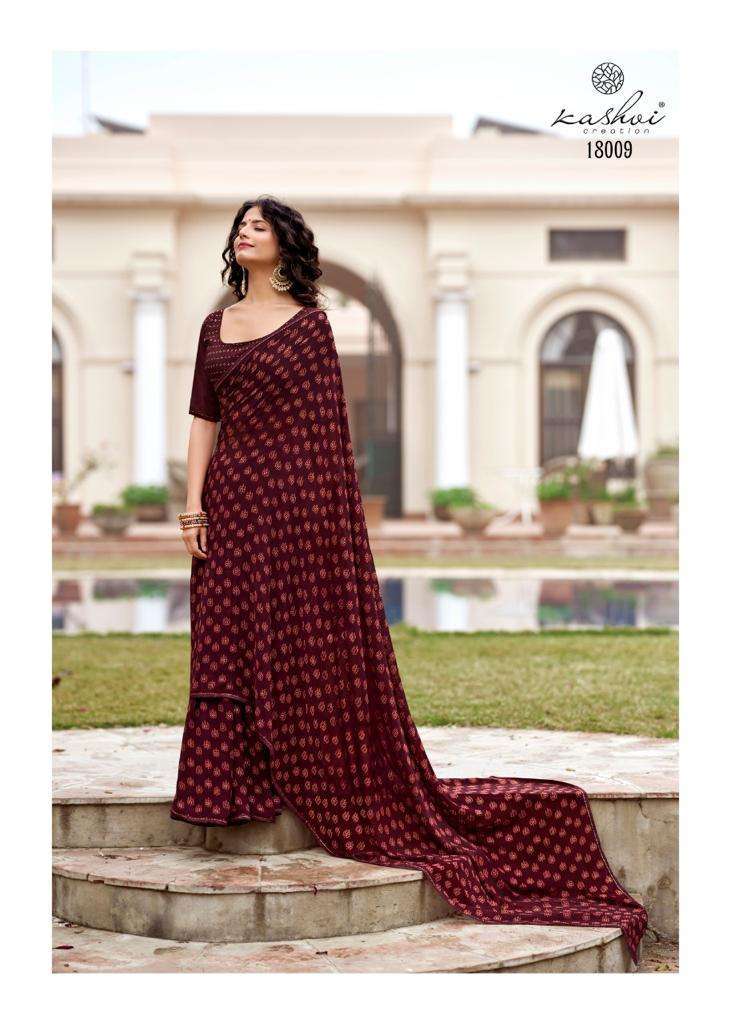 KAVYANJALI BY KASHVI CREATION 18001 TO 18010 SERIES INDIAN TRADITIONAL WEAR COLLECTION BEAUTIFUL STYLISH FANCY COLORFUL PARTY WEAR & OCCASIONAL WEAR GEORGETTE SAREES AT WHOLESALE PRICE