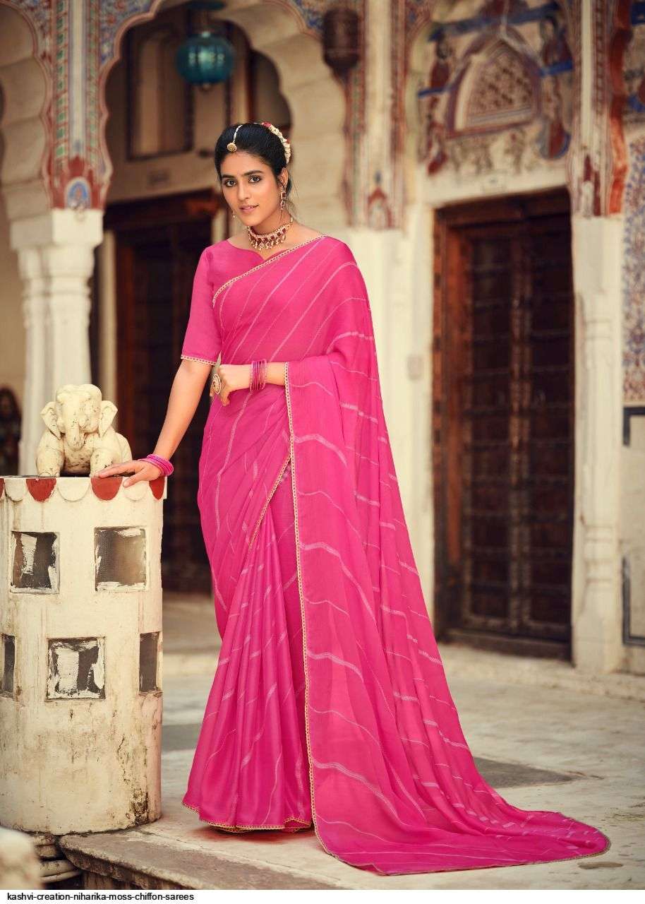 NIHARIKA BY KASHVI CREATION 95001 TO 95010 SERIES INDIAN TRADITIONAL WEAR COLLECTION BEAUTIFUL STYLISH FANCY COLORFUL PARTY WEAR & OCCASIONAL WEAR CHIFFON MOSS SAREES AT WHOLESALE PRICE