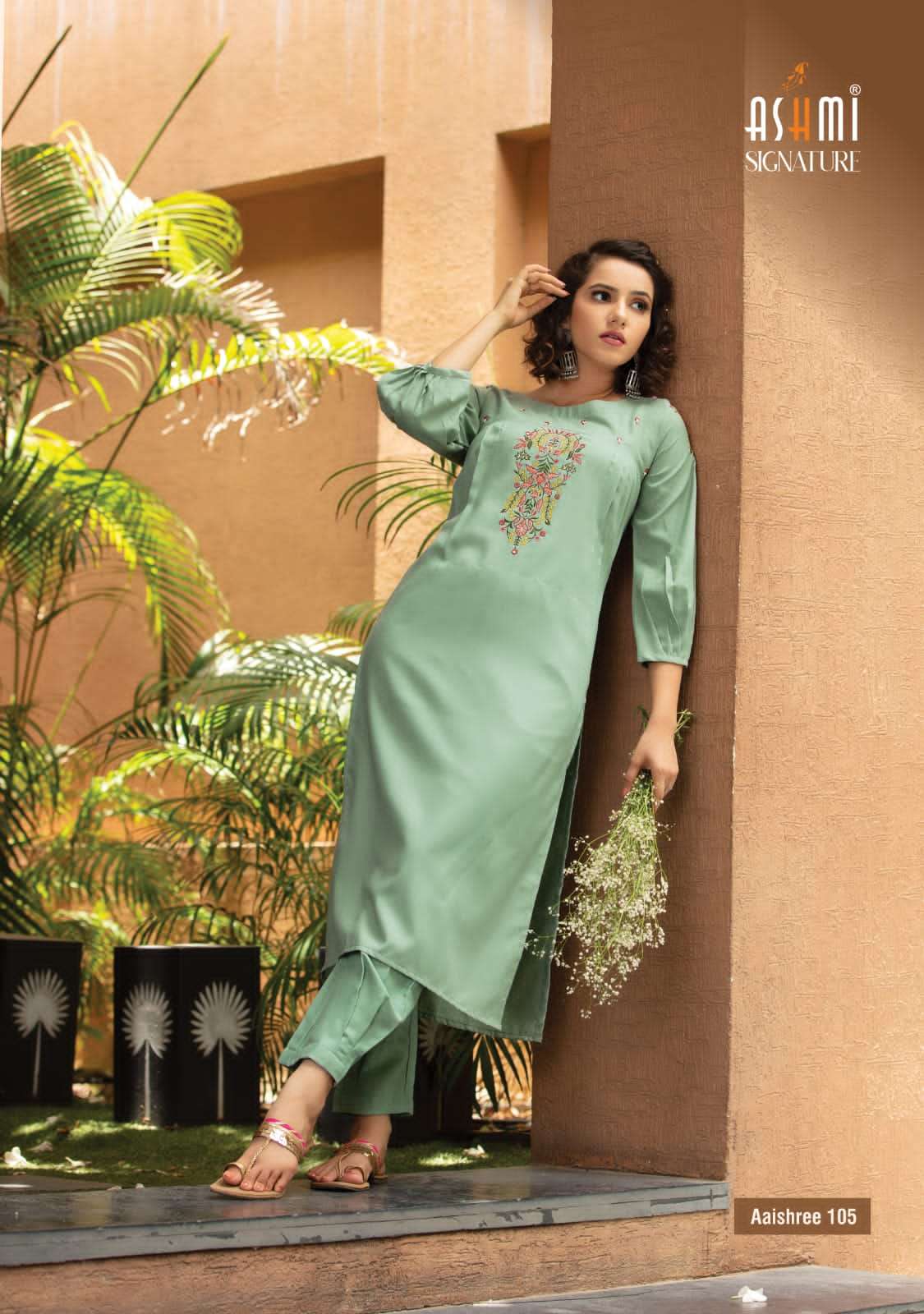 AISHREE BY ASHMI 101 TO 106 SERIES DESIGNER STYLISH FANCY COLORFUL BEAUTIFUL PARTY WEAR & ETHNIC WEAR COLLECTION HEAVY COTTON EMBROIDERED KURTIS WITH BOTTOM AT WHOLESALE PRICE
