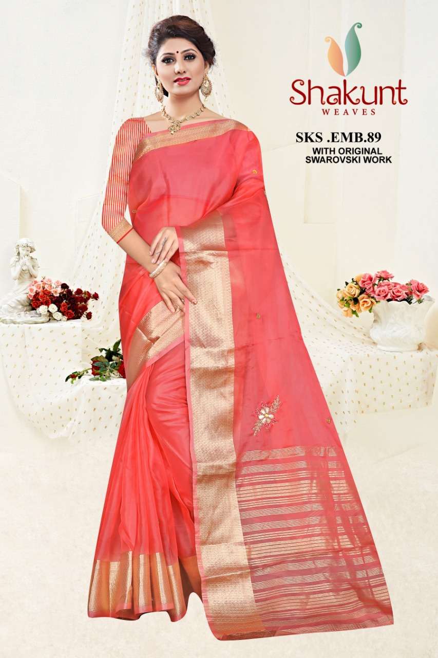 SKS-89 BY SHAKUNT 89-A TO 89-E SERIES INDIAN TRADITIONAL WEAR COLLECTION BEAUTIFUL STYLISH FANCY COLORFUL PARTY WEAR & OCCASIONAL WEAR FANCY SAREES AT WHOLESALE PRICE