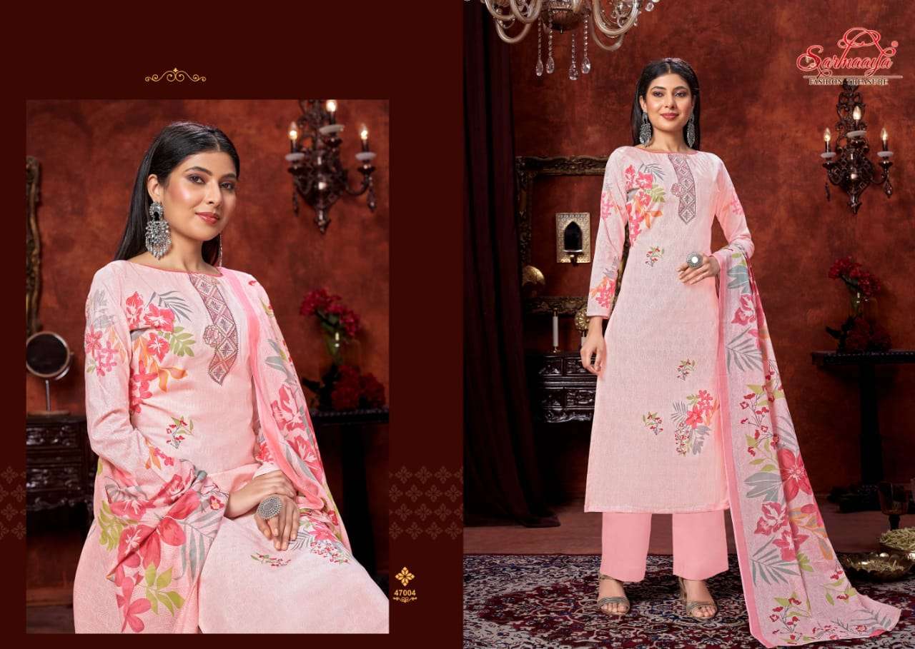 FIZA BY SARMAAYA 47001 TO 47006 SERIES BEAUTIFUL SUITS COLORFUL STYLISH FANCY CASUAL WEAR & ETHNIC WEAR LAWN COTTON DRESSES AT WHOLESALE PRICE