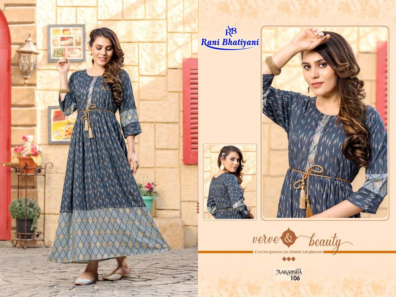 AAKANSHA VOL-1 BY RANI BHATIYANI 101 TO 108 SERIES BEAUTIFUL STYLISH FANCY COLORFUL CASUAL WEAR & ETHNIC WEAR RAYON FOIL PRINT GOWNS WITH WHOLESALE PRICE