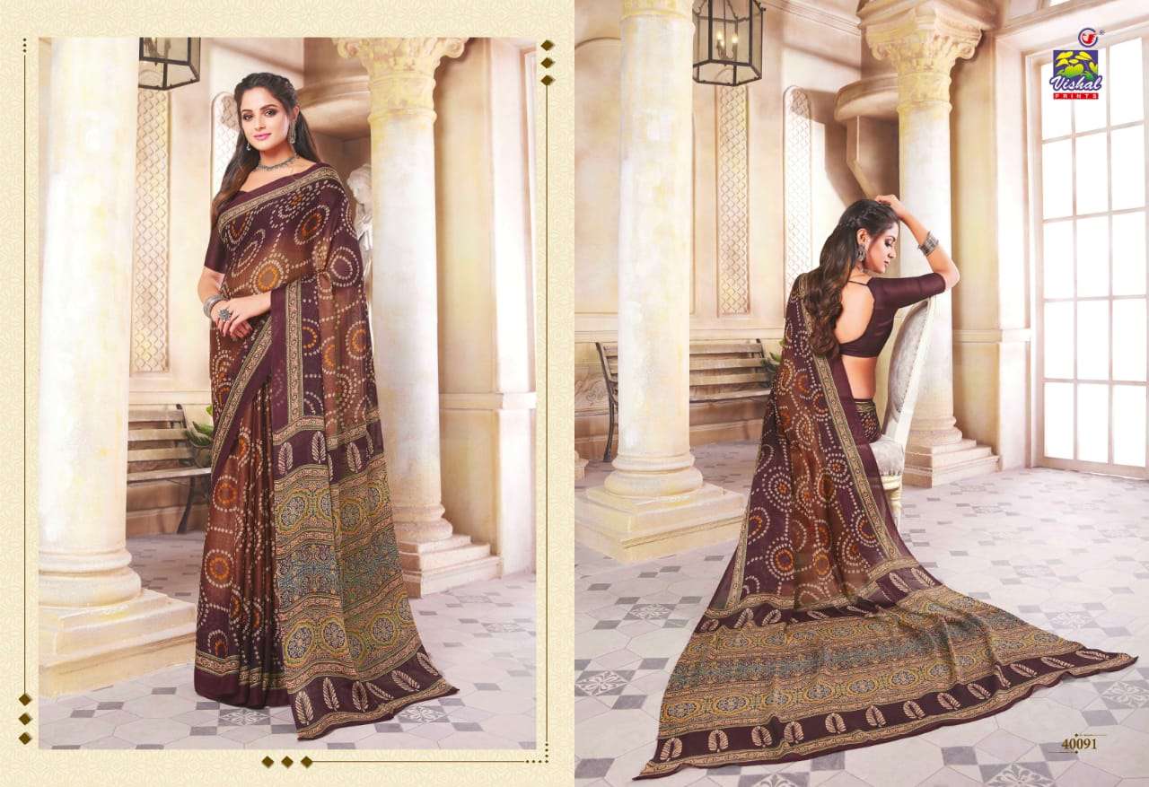 SHANAYA BY VISHAL PRINTS 40086 TO 40097 SERIES INDIAN TRADITIONAL WEAR COLLECTION BEAUTIFUL STYLISH FANCY COLORFUL PARTY WEAR & OCCASIONAL WEAR MOSS SAREES AT WHOLESALE PRICE