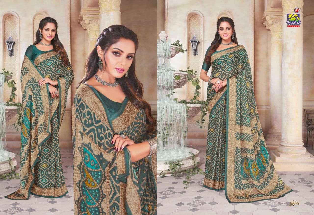 SHANAYA BY VISHAL PRINTS 40086 TO 40097 SERIES INDIAN TRADITIONAL WEAR COLLECTION BEAUTIFUL STYLISH FANCY COLORFUL PARTY WEAR & OCCASIONAL WEAR MOSS SAREES AT WHOLESALE PRICE