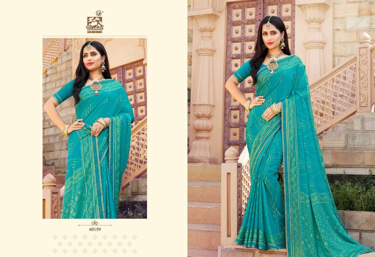 NAGMA BY VISHAL PRINTS 40158 TO 40169 SERIES INDIAN TRADITIONAL WEAR COLLECTION BEAUTIFUL STYLISH FANCY COLORFUL PARTY WEAR & OCCASIONAL WEAR BRASSO SAREES AT WHOLESALE PRICE