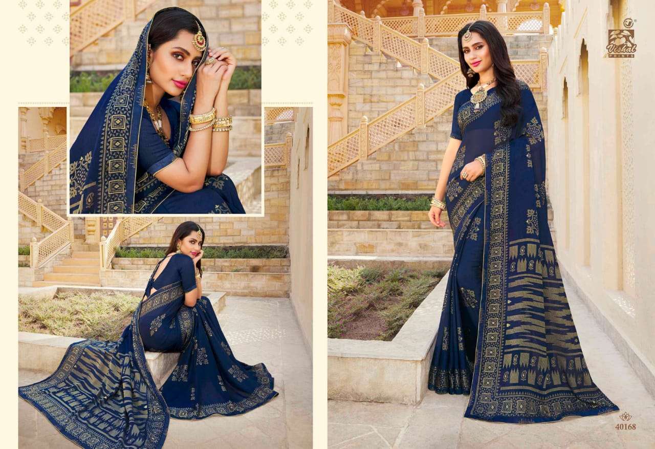 NAGMA BY VISHAL PRINTS 40158 TO 40169 SERIES INDIAN TRADITIONAL WEAR COLLECTION BEAUTIFUL STYLISH FANCY COLORFUL PARTY WEAR & OCCASIONAL WEAR BRASSO SAREES AT WHOLESALE PRICE