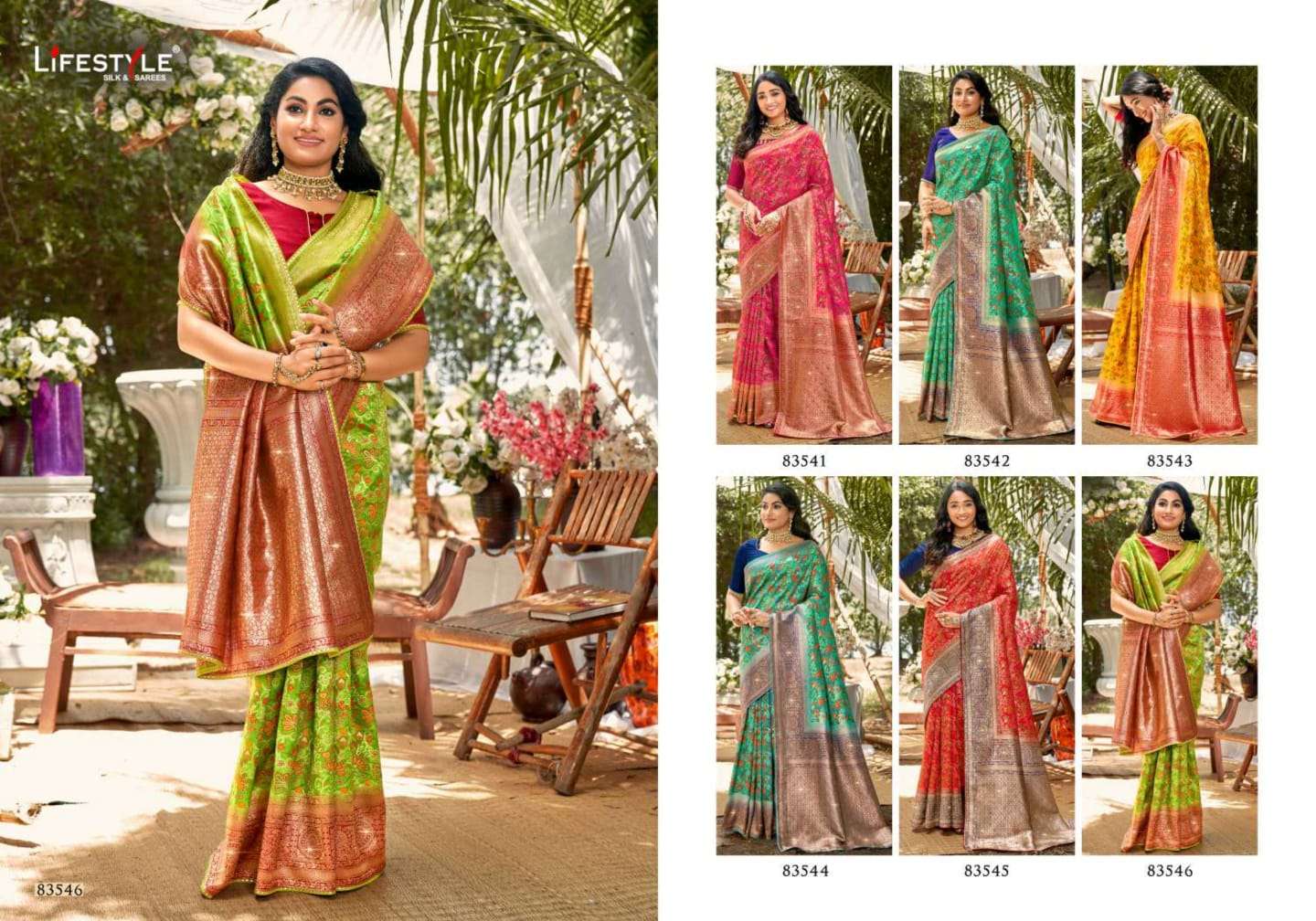 MENKA SILK BY LIFESTYLE 83541 TO 83546 SERIES INDIAN TRADITIONAL WEAR COLLECTION BEAUTIFUL STYLISH FANCY COLORFUL PARTY WEAR & OCCASIONAL WEAR RAW SILK SAREES AT WHOLESALE PRICE