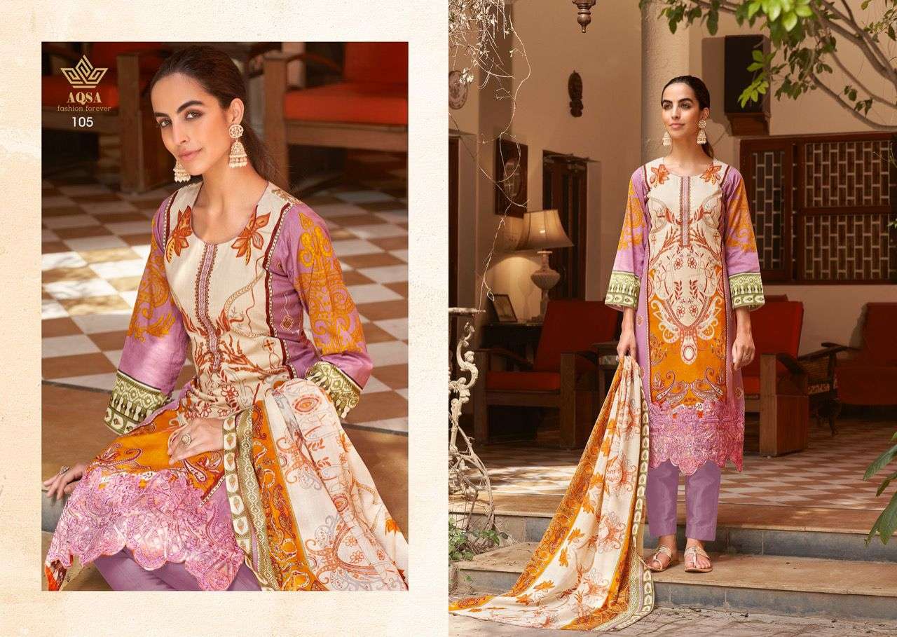 MEHWISH BY AQSA 101 TO 106 SERIES BEAUTIFUL SUITS COLORFUL STYLISH FANCY CASUAL WEAR & ETHNIC WEAR CAMBRIC PRINT DRESSES AT WHOLESALE PRICE