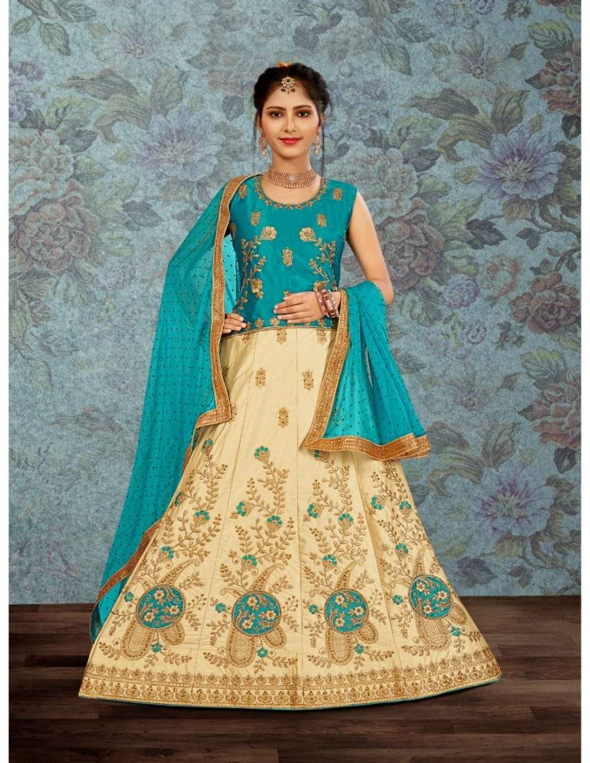 R-266 BY SANSKAR SAREES 01 TO 06 SERIES DESIGNER BEAUTIFUL NAVRATRI COLLECTION OCCASIONAL WEAR & PARTY WEAR MALAI SATIN LEHENGAS AT WHOLESALE PRICE