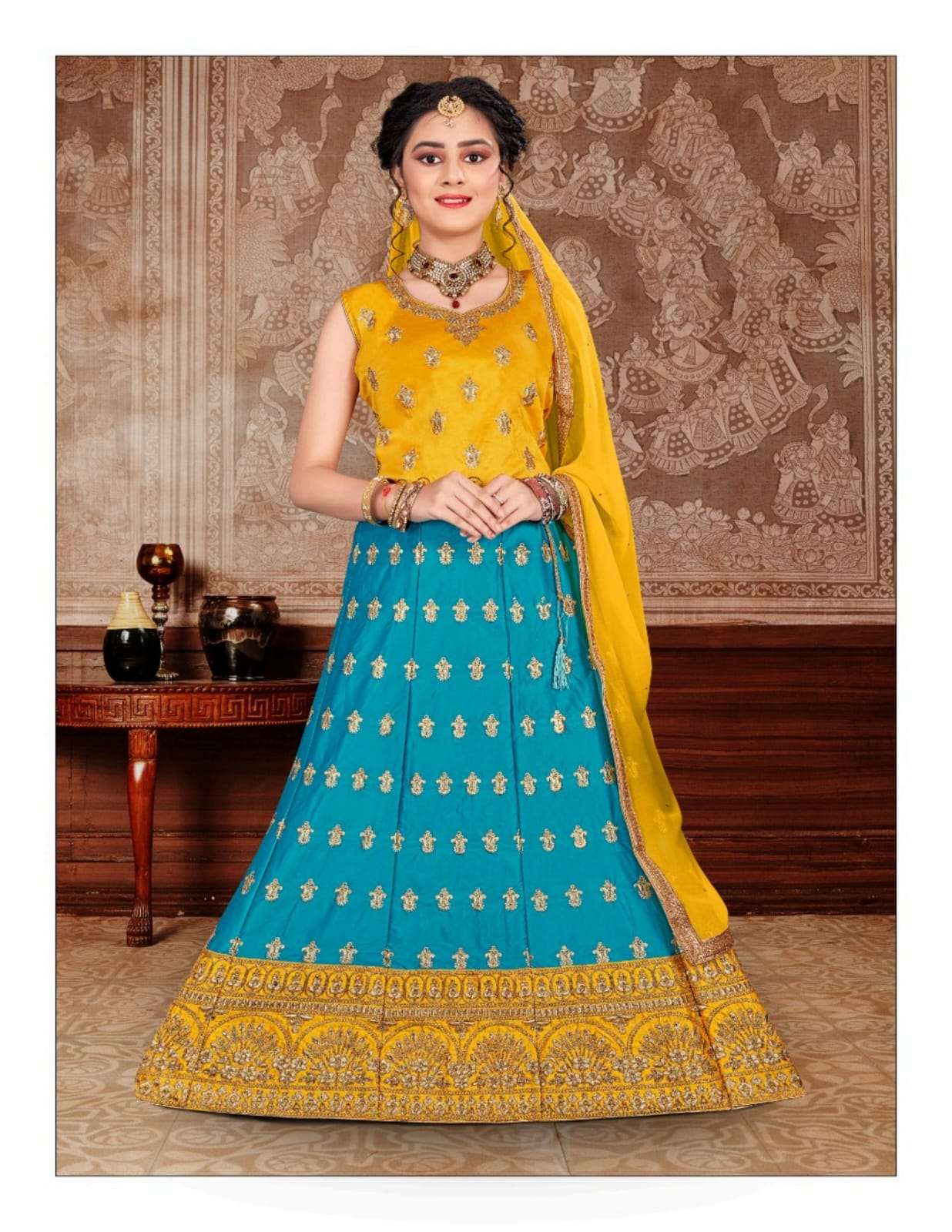R-381 BY SANSKAR SAREES 01 TO 06 SERIES DESIGNER BEAUTIFUL NAVRATRI COLLECTION OCCASIONAL WEAR & PARTY WEAR MALAI SATIN LEHENGAS AT WHOLESALE PRICE