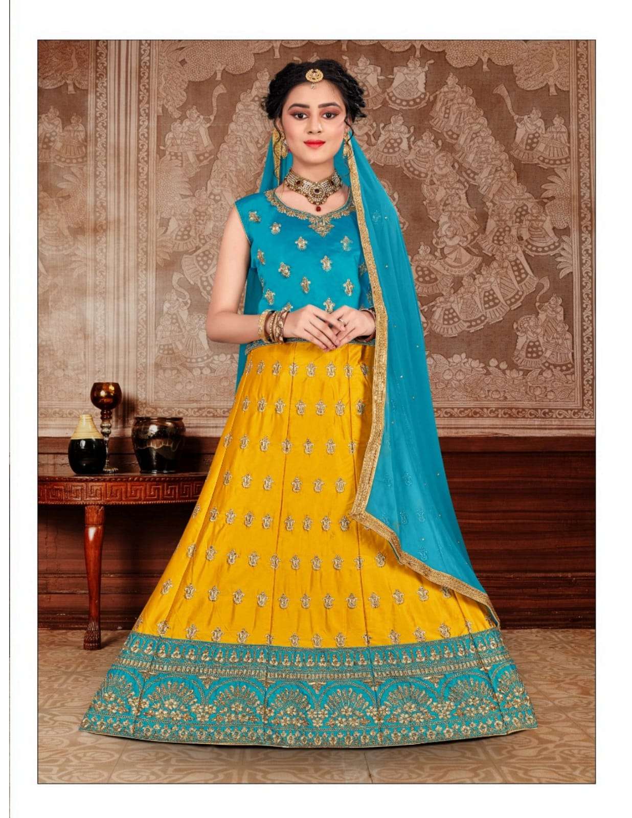 R-381 BY SANSKAR SAREES 01 TO 06 SERIES DESIGNER BEAUTIFUL NAVRATRI COLLECTION OCCASIONAL WEAR & PARTY WEAR MALAI SATIN LEHENGAS AT WHOLESALE PRICE