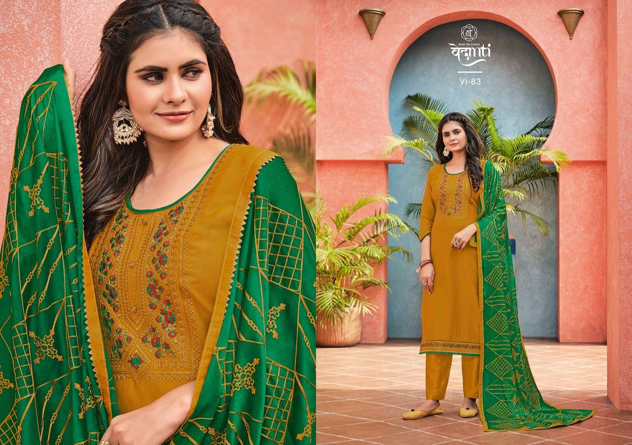 NAZAKAT BY VEDANTI 81 TO 84 SERIES BEAUTIFUL SUITS COLORFUL STYLISH FANCY CASUAL WEAR & ETHNIC WEAR PARAMPARA SILK DRESSES AT WHOLESALE PRICE