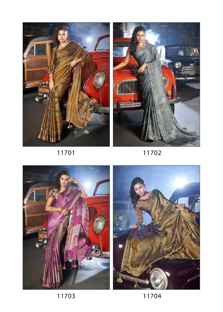 BLOOMING BY VALLABHI PRINTS 11701 TO 11708 SERIES INDIAN TRADITIONAL WEAR COLLECTION BEAUTIFUL STYLISH FANCY COLORFUL PARTY WEAR & OCCASIONAL WEAR MOSS CHIFFON SAREES AT WHOLESALE PRICE