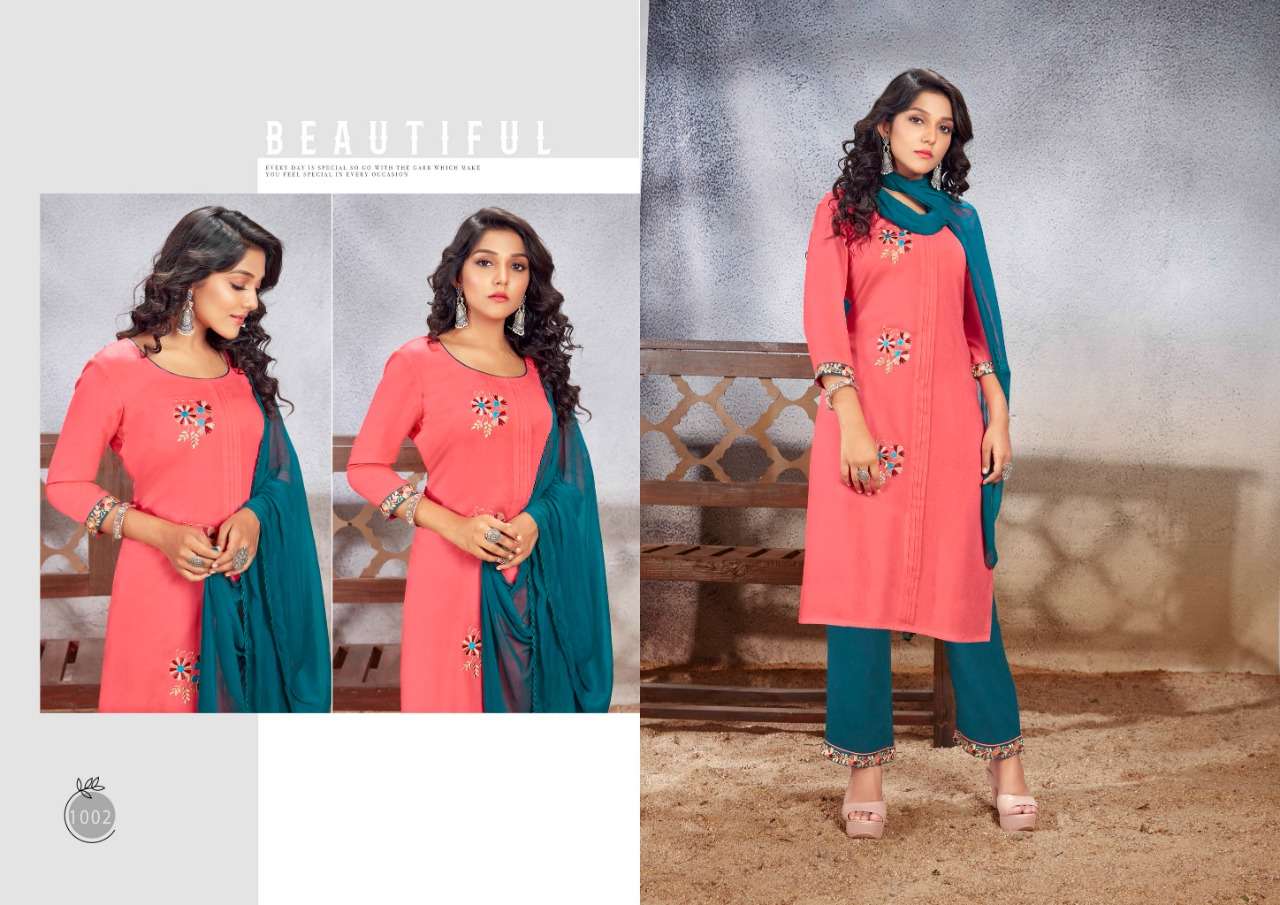 SHELJA BY JOURNEY 1001 TO 1008 SERIES BEAUTIFUL SUITS COLORFUL STYLISH FANCY CASUAL WEAR & ETHNIC WEAR RAYON WITH WORK DRESSES AT WHOLESALE PRICE