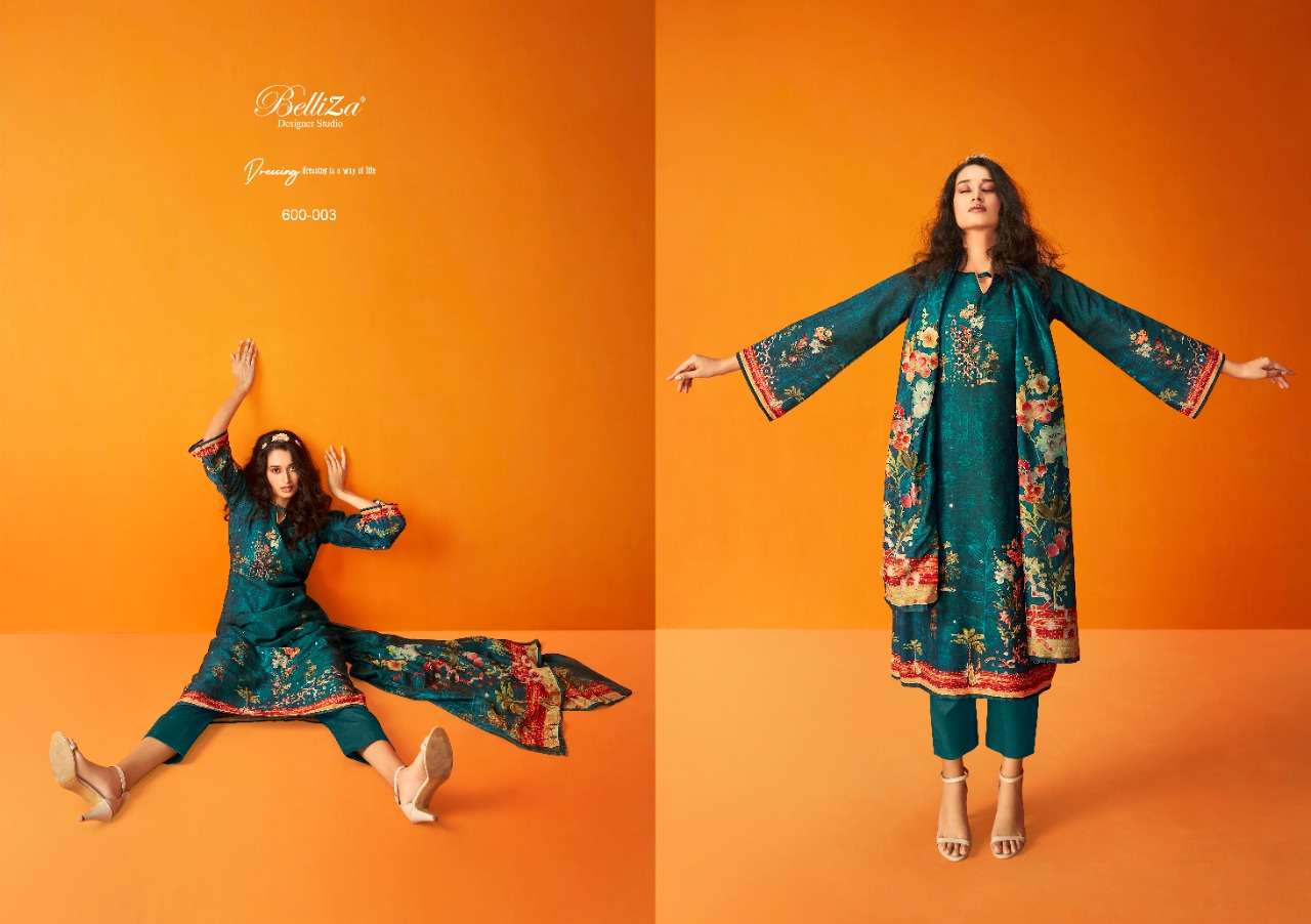 Nature By Belliza 600-001 To 600-008 Series Beautiful Stylish Festive Suits Fancy Colorful Casual Wear & Ethnic Wear & Ready To Wear Muslin Print Dresses At Wholesale Price