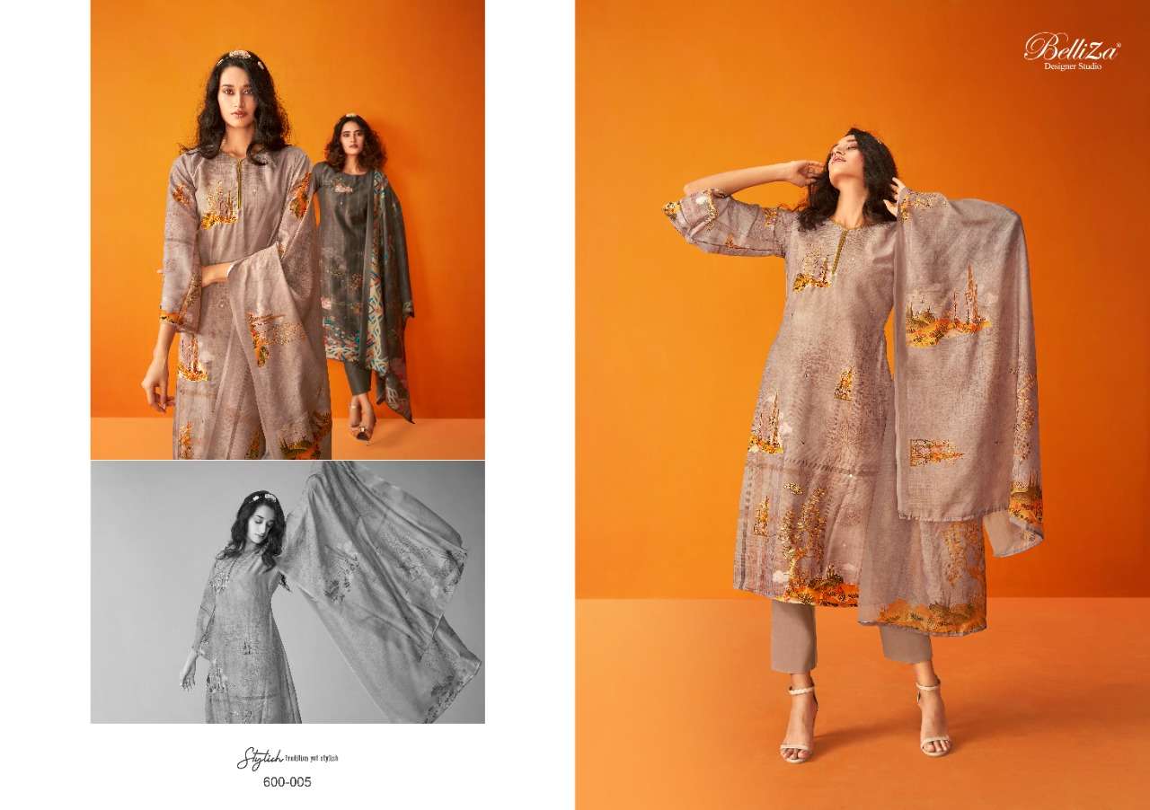 Nature By Belliza 600-001 To 600-008 Series Beautiful Stylish Festive Suits Fancy Colorful Casual Wear & Ethnic Wear & Ready To Wear Muslin Print Dresses At Wholesale Price