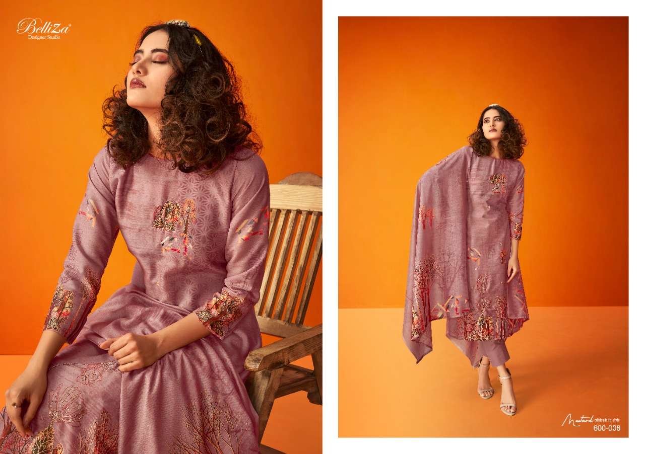 Nature By Belliza 600-001 To 600-008 Series Beautiful Stylish Festive Suits Fancy Colorful Casual Wear & Ethnic Wear & Ready To Wear Muslin Print Dresses At Wholesale Price