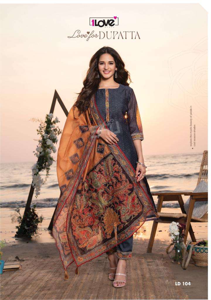 LOVE FOR DUPATTA BY 1 LOVE 101 TO 107 SERIES BEAUTIFUL SUITS COLORFUL STYLISH FANCY CASUAL WEAR & ETHNIC WEAR FANCY DRESSES AT WHOLESALE PRICE