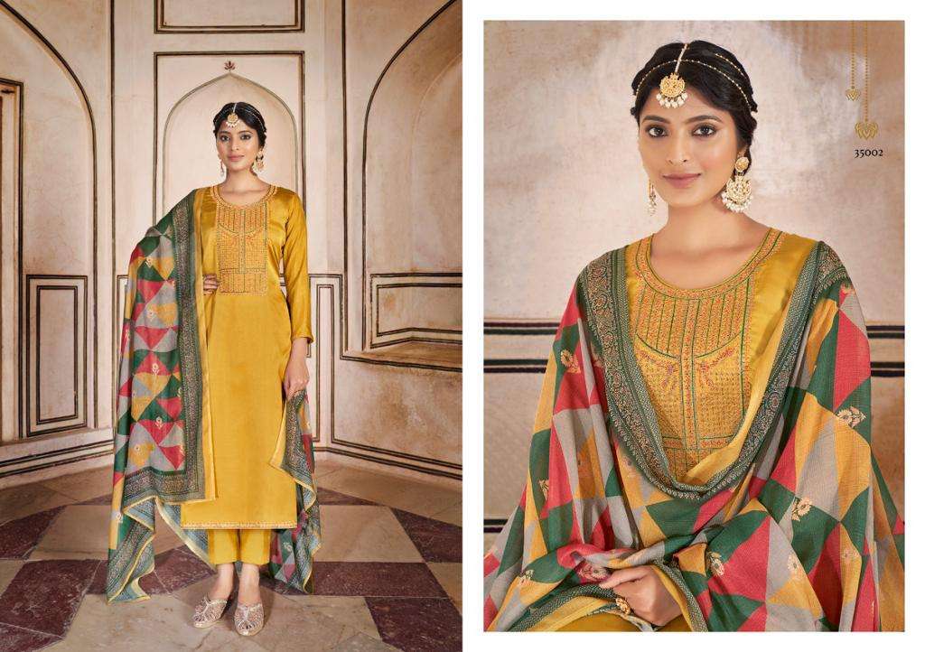MIREN BY SELTOS 35001 TO 35006 SERIES BEAUTIFUL SUITS COLORFUL STYLISH FANCY CASUAL WEAR & ETHNIC WEAR PURE RUSSIAN SILK DRESSES AT WHOLESALE PRICE