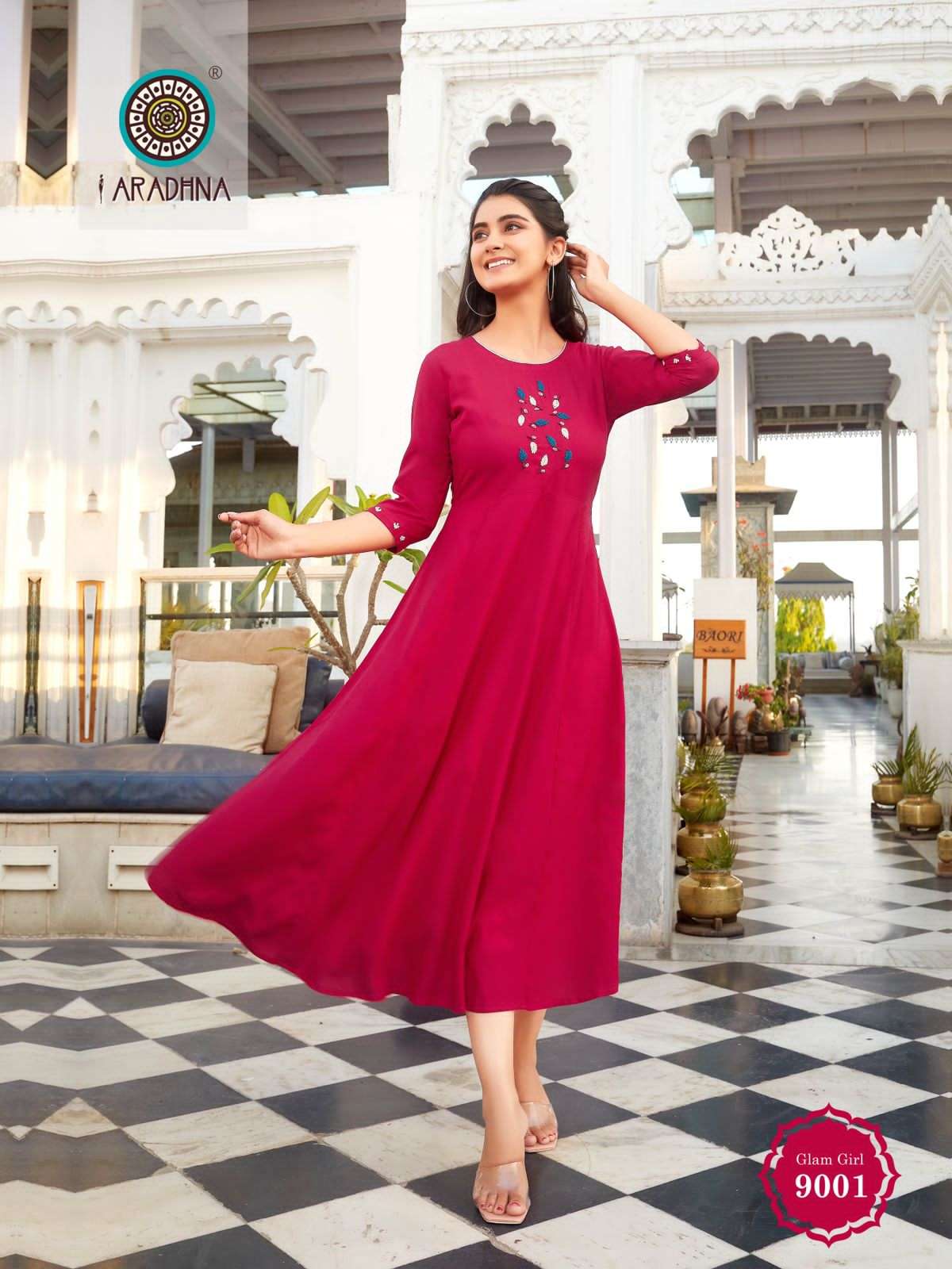 GLAM GIRL VOL-9 BY ARADHNA FASHION 9001 TO 9010 SERIES BEAUTIFUL STYLISH FANCY COLORFUL CASUAL WEAR & ETHNIC WEAR HEAVY RAYON WITH WORK KURTIS AT WHOLESALE PRICE