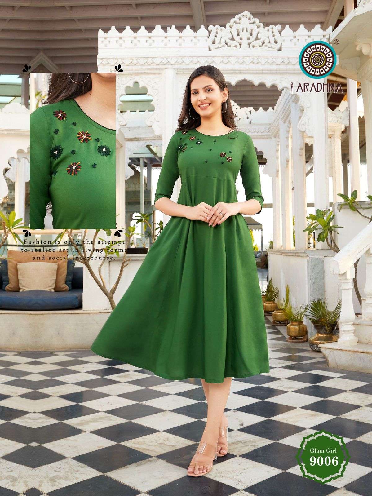 GLAM GIRL VOL-9 BY ARADHNA FASHION 9001 TO 9010 SERIES BEAUTIFUL STYLISH FANCY COLORFUL CASUAL WEAR & ETHNIC WEAR HEAVY RAYON WITH WORK KURTIS AT WHOLESALE PRICE