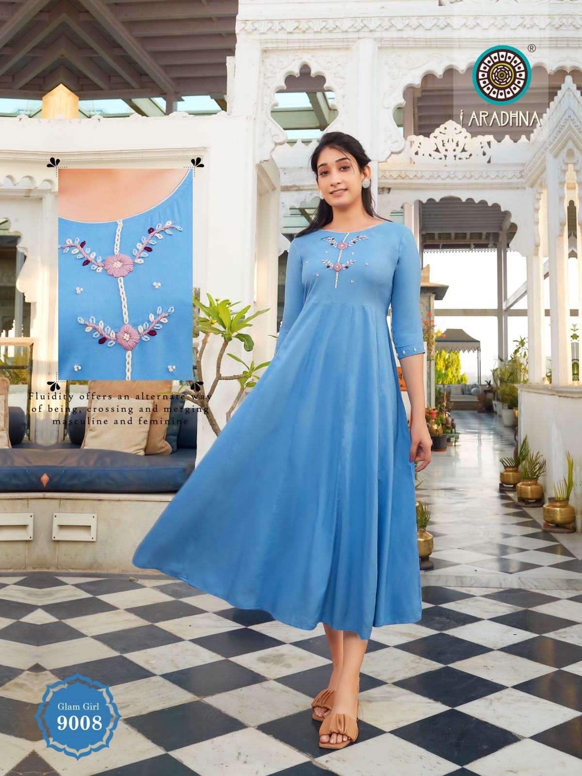 GLAM GIRL VOL-9 BY ARADHNA FASHION 9001 TO 9010 SERIES BEAUTIFUL STYLISH FANCY COLORFUL CASUAL WEAR & ETHNIC WEAR HEAVY RAYON WITH WORK KURTIS AT WHOLESALE PRICE