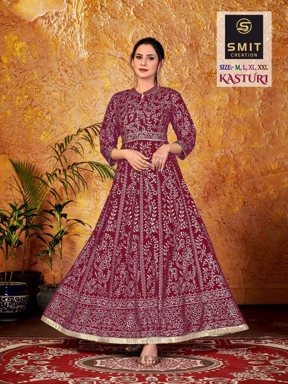 KASTURI BY SMIT CREATION 1001 TO 1008 SERIES BEAUTIFUL STYLISH FANCY COLORFUL CASUAL WEAR & ETHNIC WEAR PURE RAYON GOWNS AT WHOLESALE PRICE