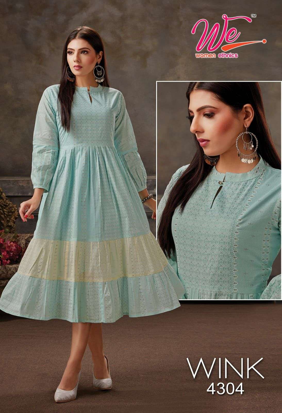 WINK BY WOMEN ETHNICS 4301 TO 4306 SERIES DESIGNER STYLISH FANCY COLORFUL BEAUTIFUL PARTY WEAR & ETHNIC WEAR COLLECTION MAL COTTON KURTIS AT WHOLESALE PRICE