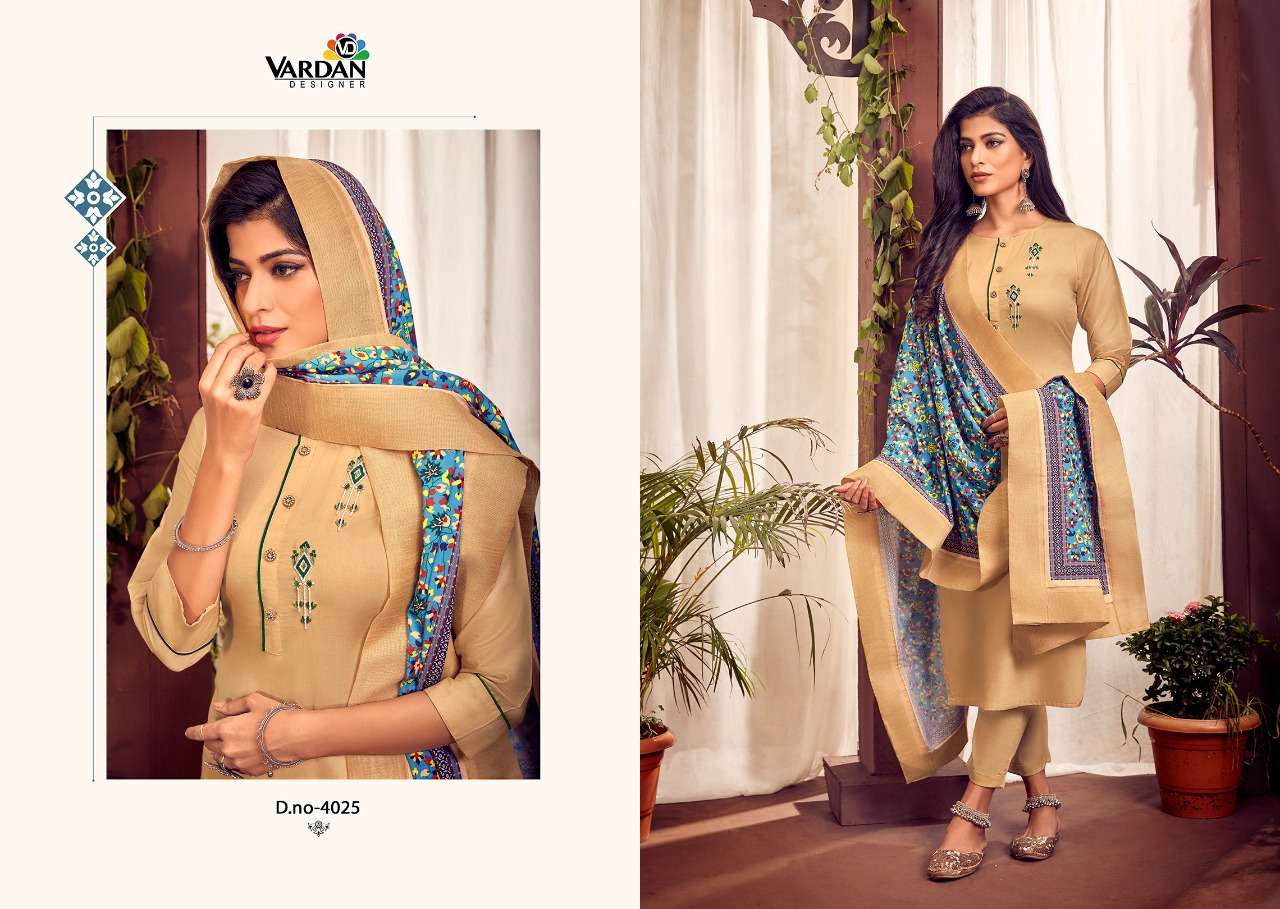 Nagma Vol-2 By Vardan Designer 4025 To 4028 Series Beautiful Suits Colorful Stylish Fancy Casual Wear & Ethnic Wear Jam Cotton With Handwork Dresses At Wholesale Price