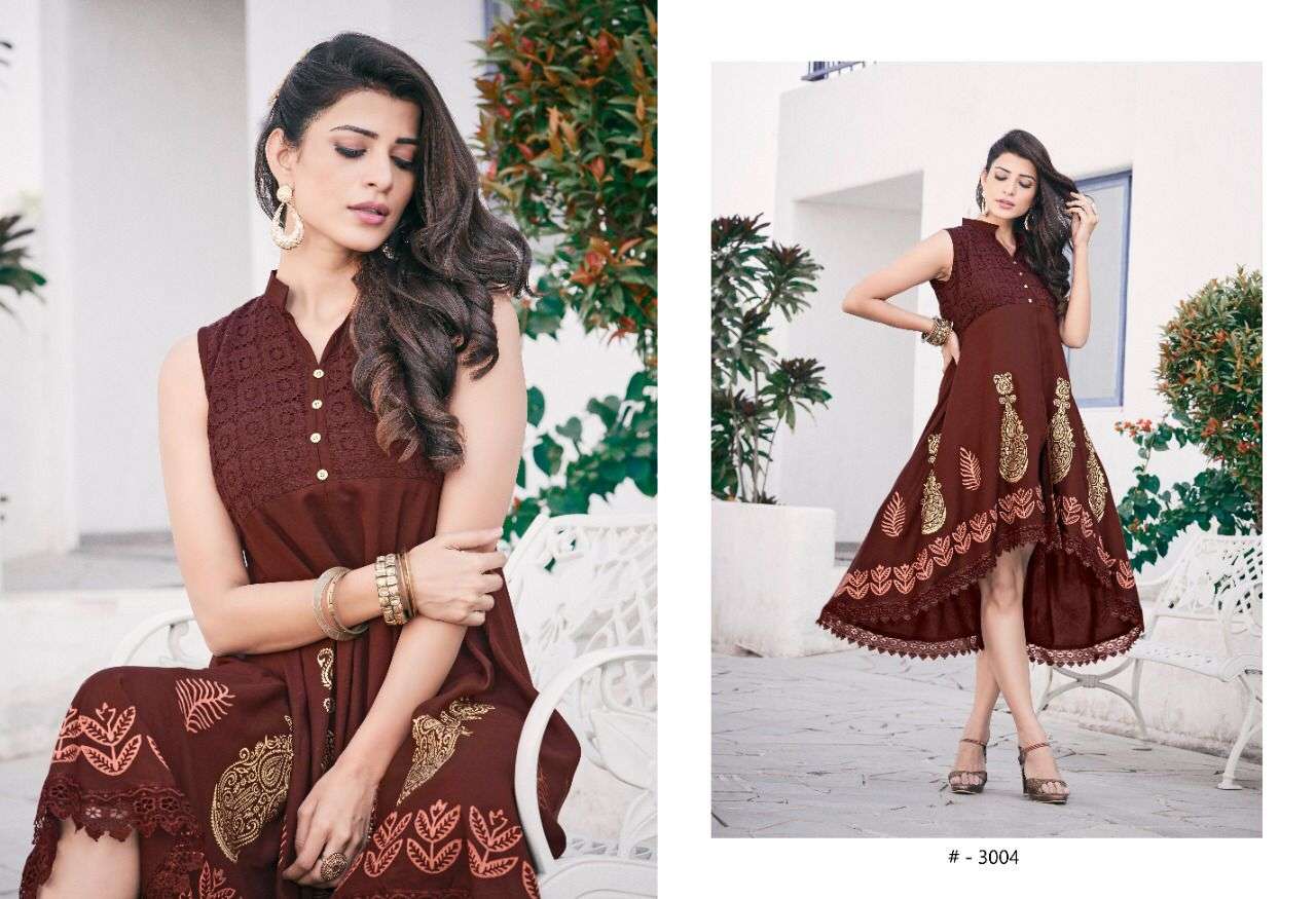 GOLDY VOL-13 BY SWEETY FASHION 3001 TO 3008 SERIES DESIGNER STYLISH FANCY COLORFUL BEAUTIFUL PARTY WEAR & ETHNIC WEAR COLLECTION RAYON KURTIS AT WHOLESALE PRICE