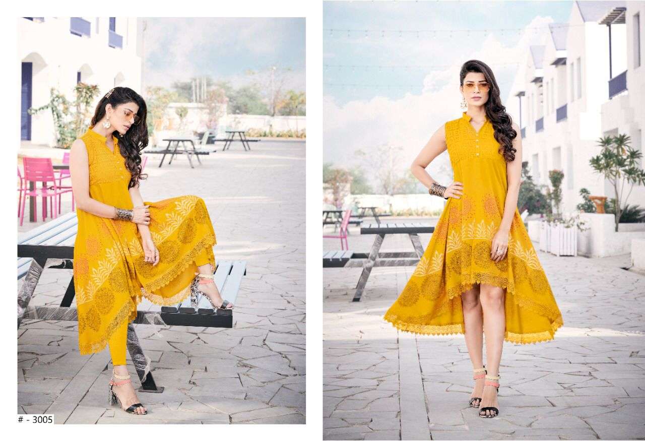 GOLDY VOL-13 BY SWEETY FASHION 3001 TO 3008 SERIES DESIGNER STYLISH FANCY COLORFUL BEAUTIFUL PARTY WEAR & ETHNIC WEAR COLLECTION RAYON KURTIS AT WHOLESALE PRICE