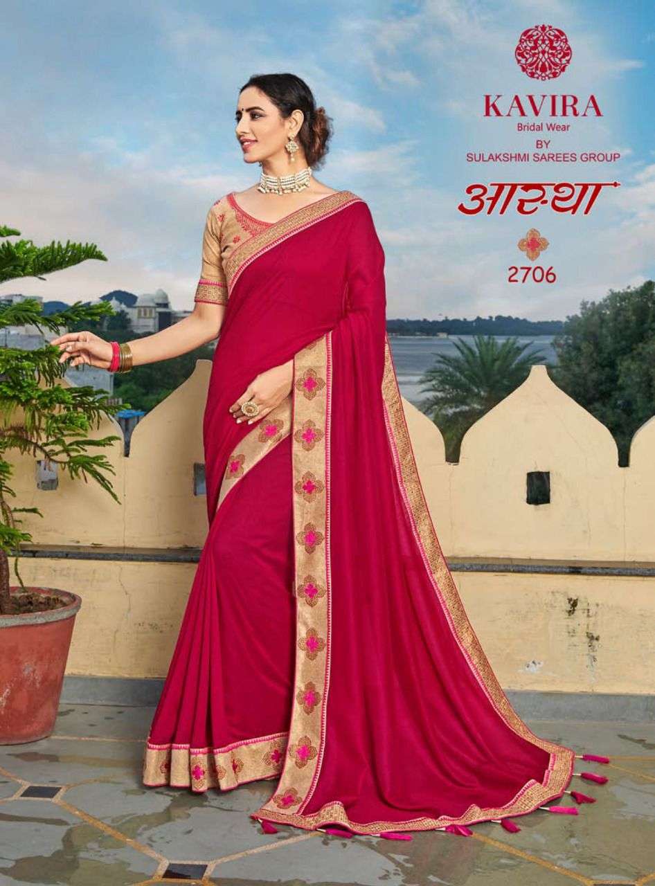 Aastha By Kavira 2701 To 2709 Series Indian Traditional Wear Collection Beautiful Stylish Fancy Colorful Party Wear & Occasional Wear Vichitra Silk Sarees At Wholesale Price