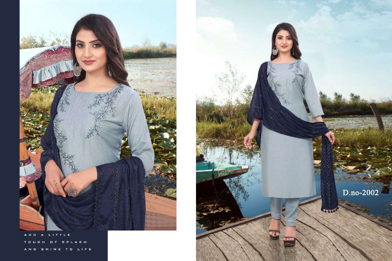 SITARA BY VISHI CREATION 2001 TO 2004 SERIES BEAUTIFUL SUITS COLORFUL STYLISH FANCY CASUAL WEAR & ETHNIC WEAR HEAVY CHINNON DRESSES AT WHOLESALE PRICE