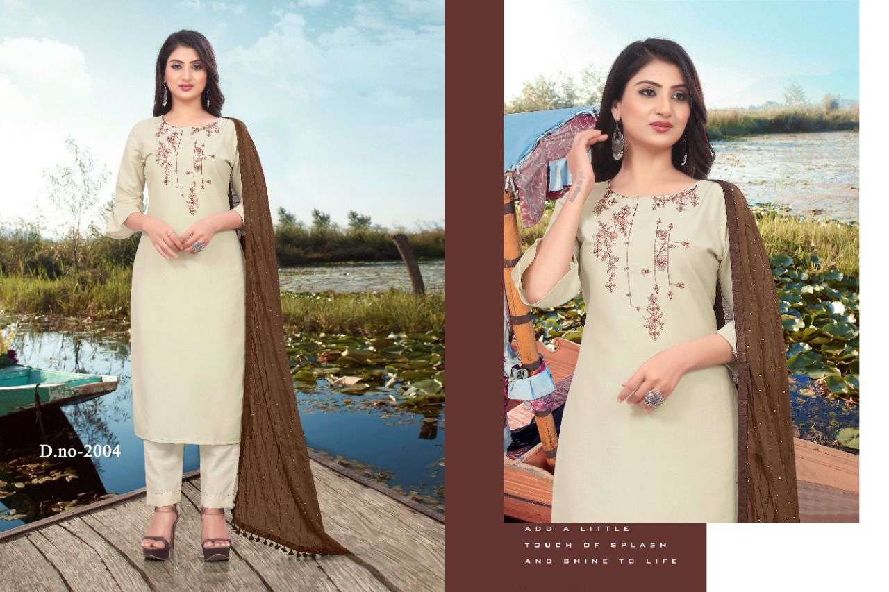 SITARA BY VISHI CREATION 2001 TO 2004 SERIES BEAUTIFUL SUITS COLORFUL STYLISH FANCY CASUAL WEAR & ETHNIC WEAR HEAVY CHINNON DRESSES AT WHOLESALE PRICE