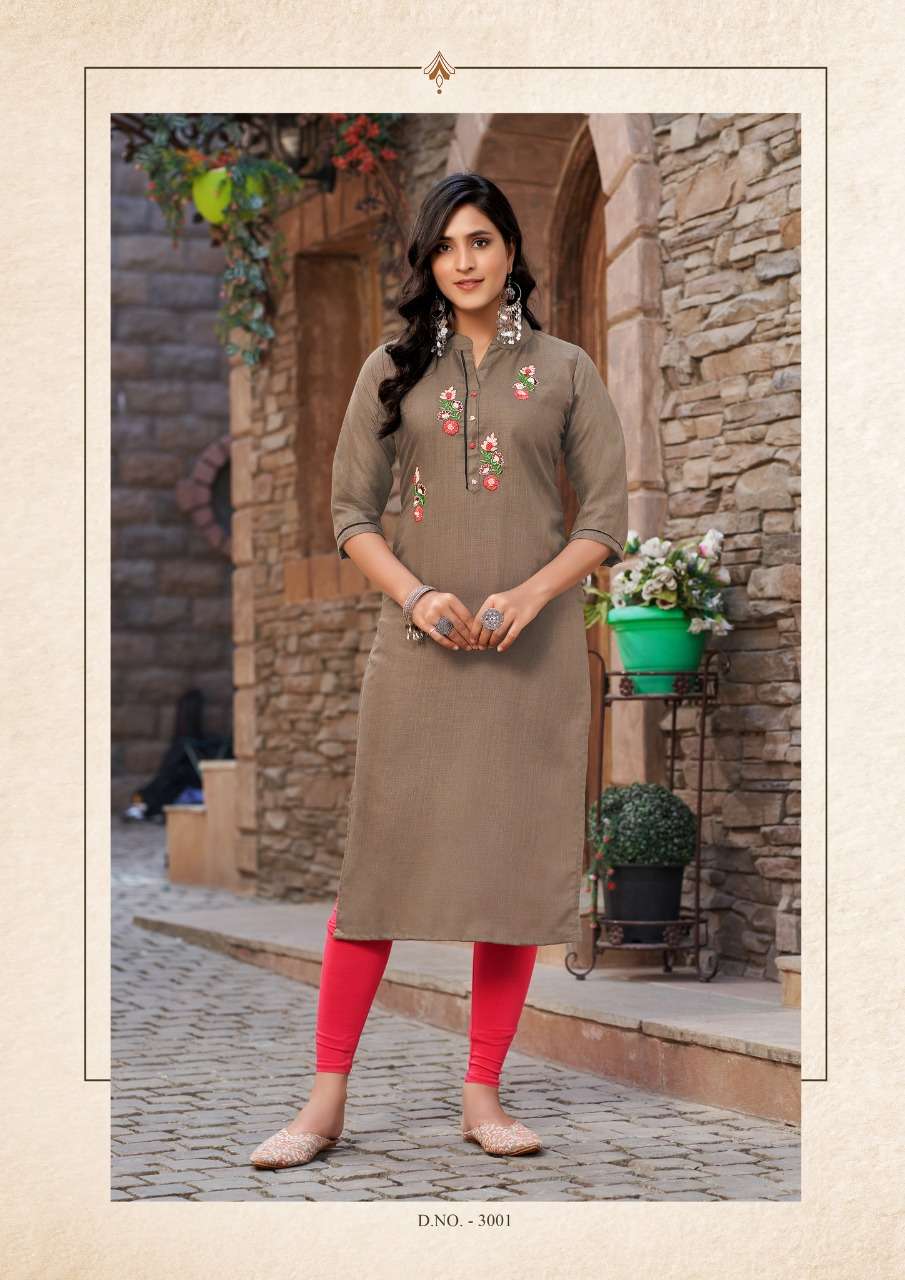 KASTURI VOL-3 BY PARRA STUDIO 3001 TO 3008 SERIES DESIGNER STYLISH FANCY COLORFUL BEAUTIFUL PARTY WEAR & ETHNIC WEAR COLLECTION COTTON SLUB KURTIS AT WHOLESALE PRICE