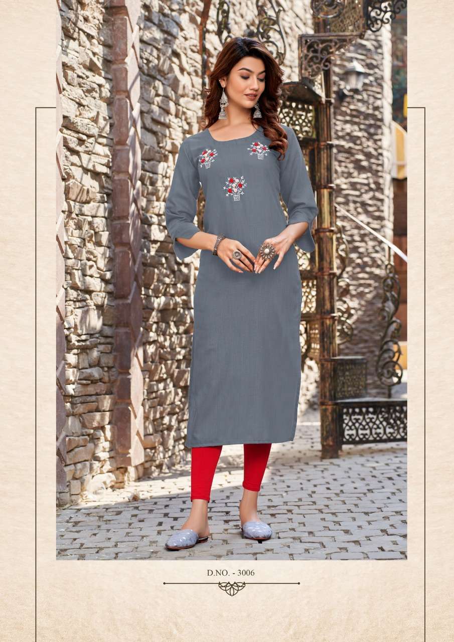 KASTURI VOL-3 BY PARRA STUDIO 3001 TO 3008 SERIES DESIGNER STYLISH FANCY COLORFUL BEAUTIFUL PARTY WEAR & ETHNIC WEAR COLLECTION COTTON SLUB KURTIS AT WHOLESALE PRICE