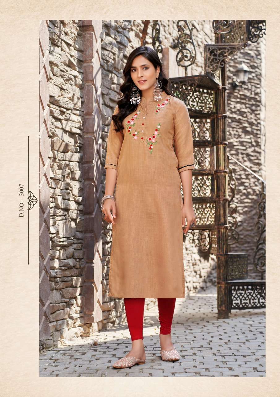 KASTURI VOL-3 BY PARRA STUDIO 3001 TO 3008 SERIES DESIGNER STYLISH FANCY COLORFUL BEAUTIFUL PARTY WEAR & ETHNIC WEAR COLLECTION COTTON SLUB KURTIS AT WHOLESALE PRICE