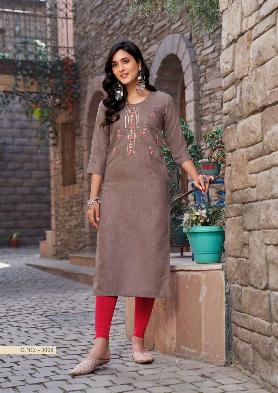 KASTURI VOL-3 BY PARRA STUDIO 3001 TO 3008 SERIES DESIGNER STYLISH FANCY COLORFUL BEAUTIFUL PARTY WEAR & ETHNIC WEAR COLLECTION COTTON SLUB KURTIS AT WHOLESALE PRICE