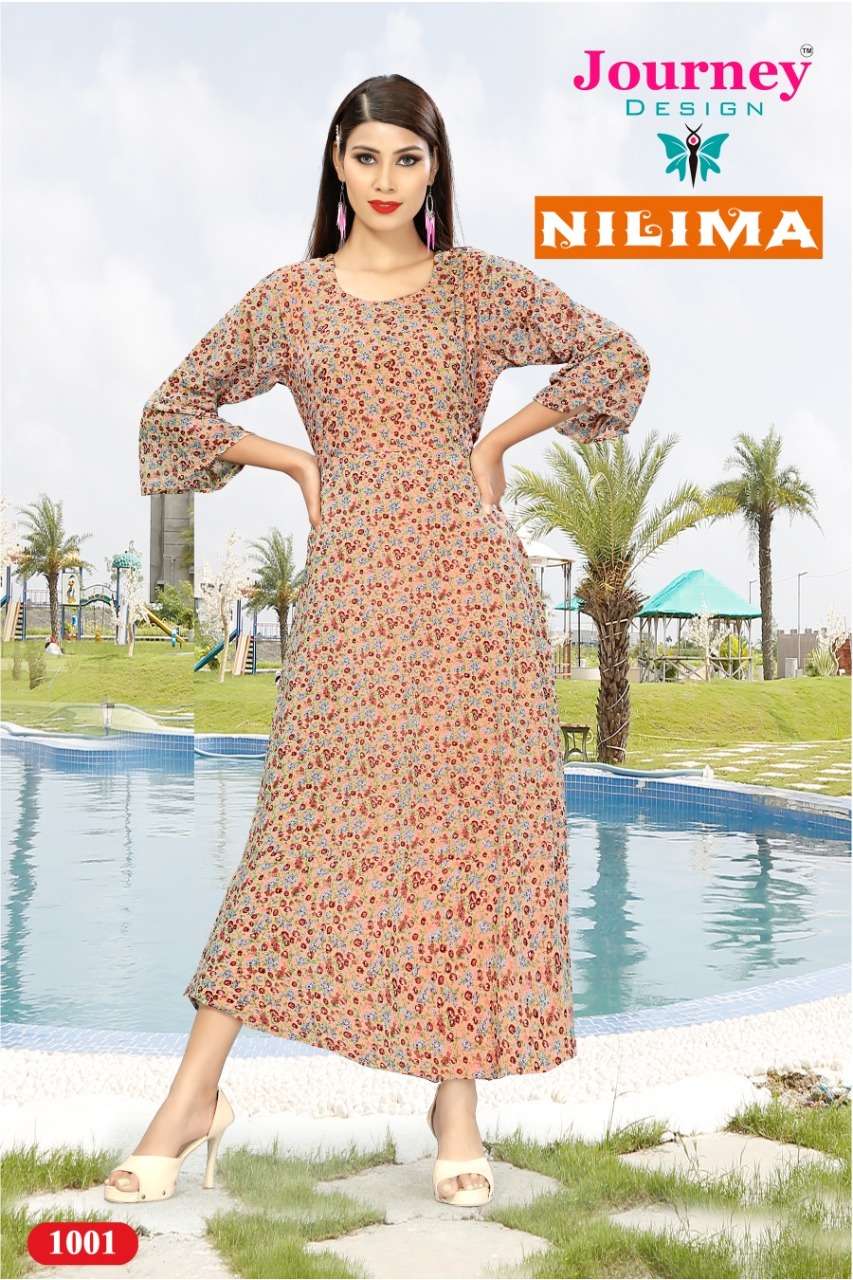 NILIMA BY JOURNEY 1001 TO 1004 SERIES DESIGNER STYLISH FANCY COLORFUL BEAUTIFUL PARTY WEAR & ETHNIC WEAR COLLECTION GEORGETTE KURTIS AT WHOLESALE PRICE