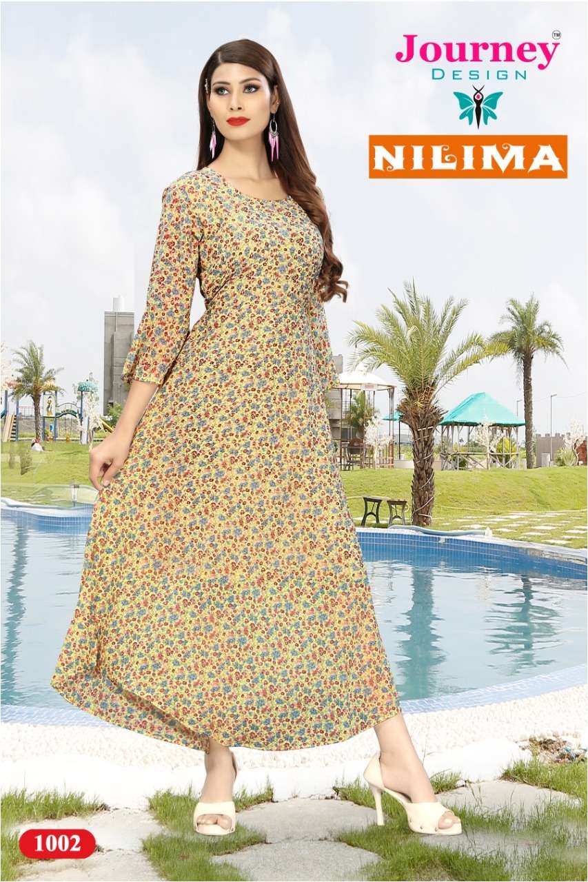NILIMA BY JOURNEY 1001 TO 1004 SERIES DESIGNER STYLISH FANCY COLORFUL BEAUTIFUL PARTY WEAR & ETHNIC WEAR COLLECTION GEORGETTE KURTIS AT WHOLESALE PRICE