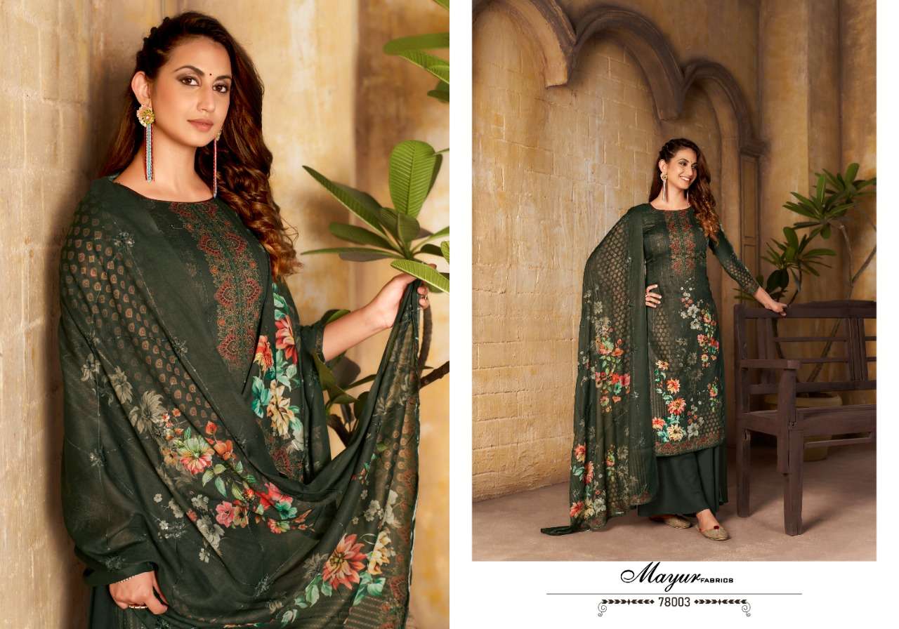 SHAZIA BY MAYUR FABRICS 78001 TO 78006 SERIES BEAUTIFUL SUITS COLORFUL STYLISH FANCY CASUAL WEAR & ETHNIC WEAR COTTON DIGITAL PRINT DRESSES AT WHOLESALE PRICE
