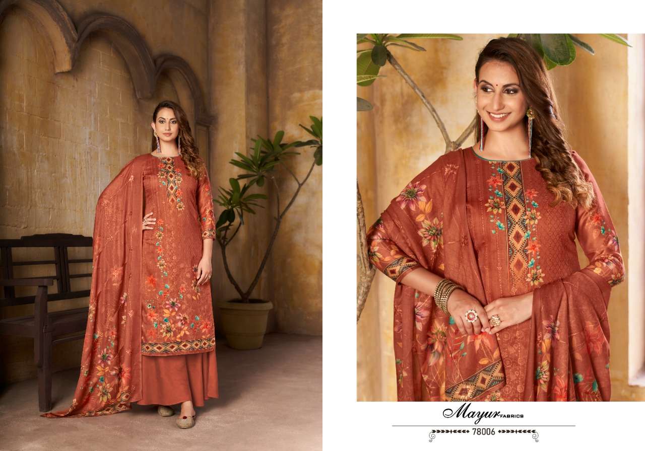 SHAZIA BY MAYUR FABRICS 78001 TO 78006 SERIES BEAUTIFUL SUITS COLORFUL STYLISH FANCY CASUAL WEAR & ETHNIC WEAR COTTON DIGITAL PRINT DRESSES AT WHOLESALE PRICE