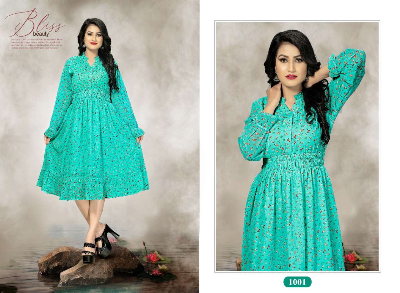 VISHA BY JOURNEY 1001 TO 1004 SERIES DESIGNER STYLISH FANCY COLORFUL BEAUTIFUL PARTY WEAR & ETHNIC WEAR COLLECTION GEORGETTE KURTIS AT WHOLESALE PRICE
