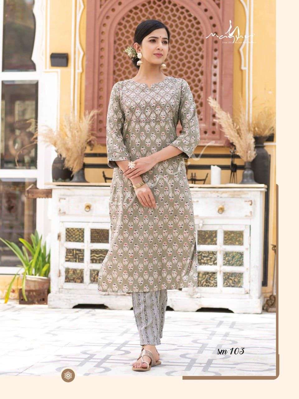 Sue Mue By Mayur 101 To 106 Series Designer Stylish Fancy Colorful Beautiful Party Wear & Ethnic Wear Collection Rayon Cotton Kurtis With Bottom At Wholesale Price