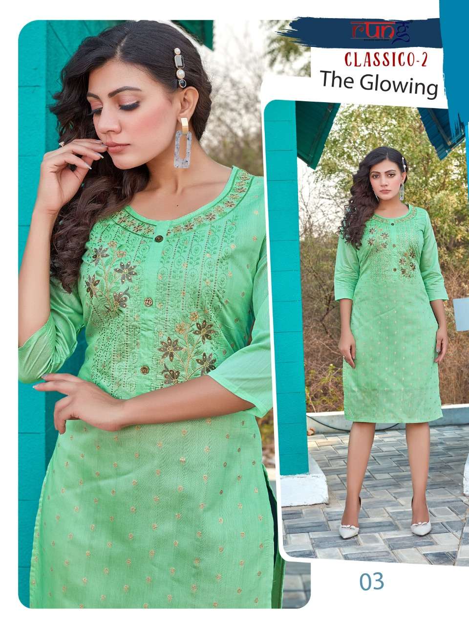 CLASSICO VOL-2 BY RUNG 01 TO 08 SERIES DESIGNER STYLISH FANCY COLORFUL BEAUTIFUL PARTY WEAR & ETHNIC WEAR COLLECTION MODAL SILK KURTIS AT WHOLESALE PRICE