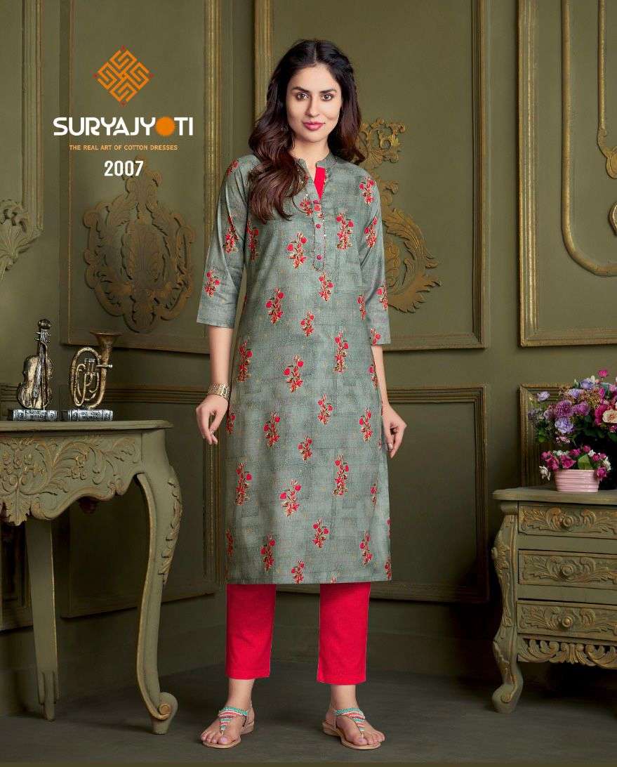 ZOYA VOL-2 BY SURYAJYOTI 2001 TO 2008 SERIES DESIGNER STYLISH FANCY COLORFUL BEAUTIFUL PARTY WEAR & ETHNIC WEAR COLLECTION PURE COTTON KURTIS AT WHOLESALE PRICE